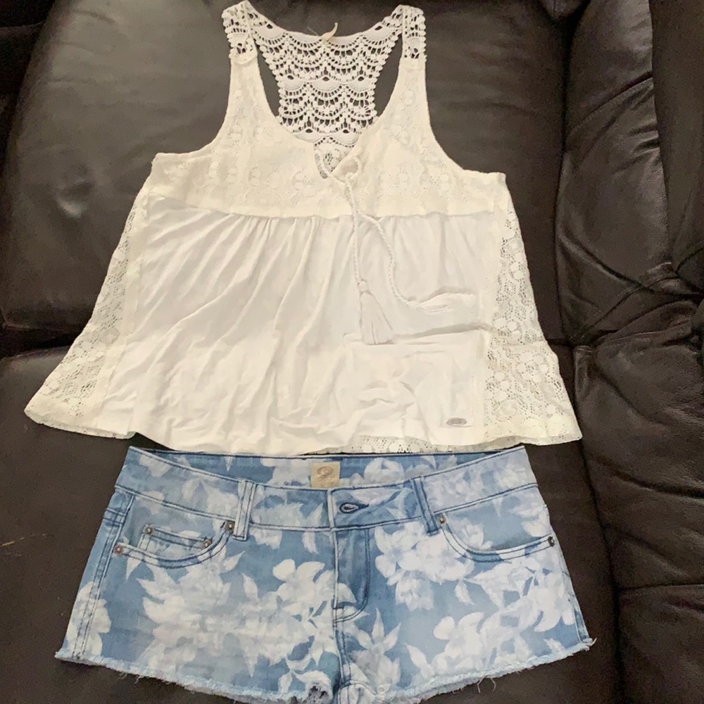 Rip Curl Top (Small)And Jean Short( Size 5) - image 1